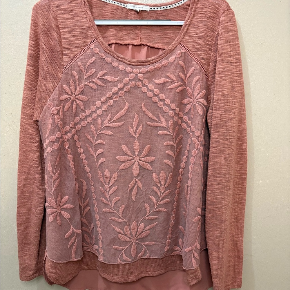 Maurices Dusty Pink Embroidered Blouse